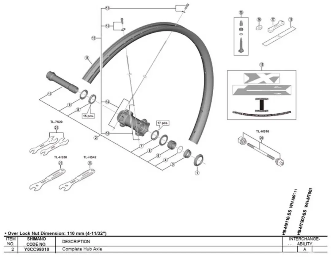 Shimano Front Axis M8000 Tubeless 29 Naafas