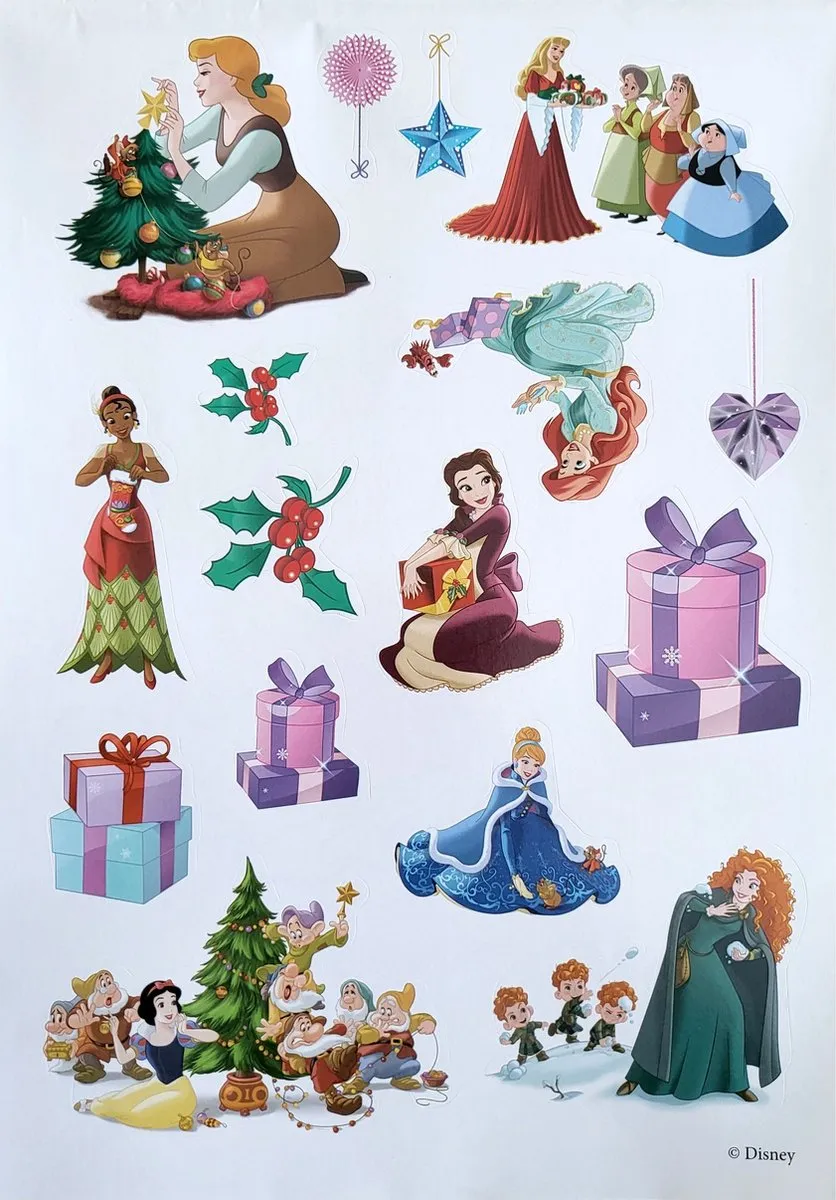 Disney Princess Kleurboek Kerst - 16 Stickers - Roze