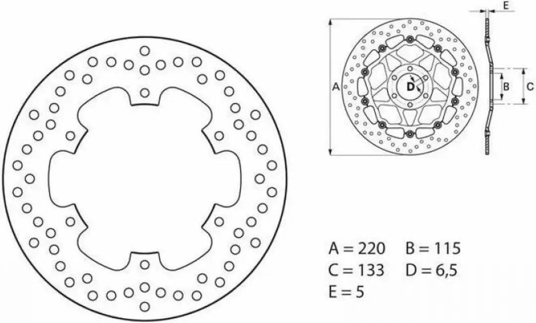 Disque de frein AR Brembo pour moto Yamaha 125 DTR Ø220X115X5.2mm 68B40756 Neuf