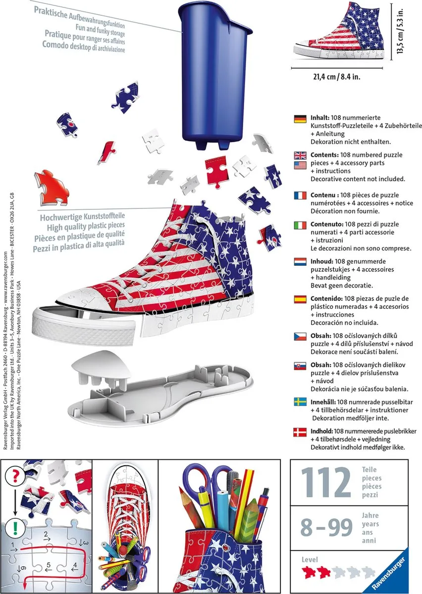 Ravensburger Sneaker American Style- 3D puzzel - 108 stukjes