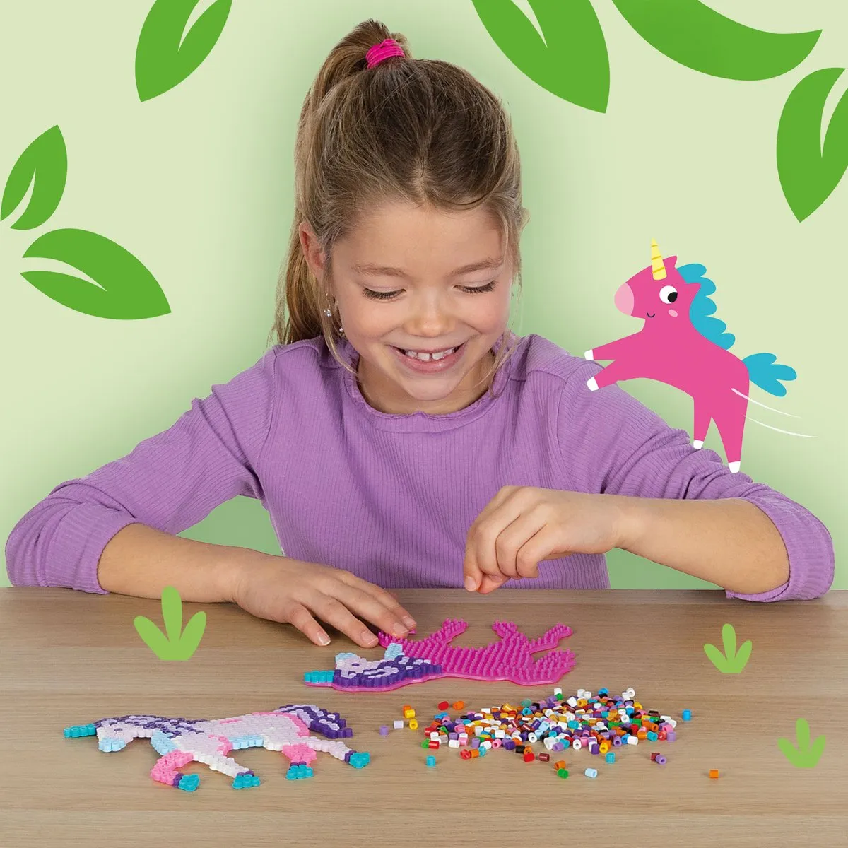 SES Creative Green Beedz Unicorn Strijkkralen - 1800 Stuks - 8 Kleuren