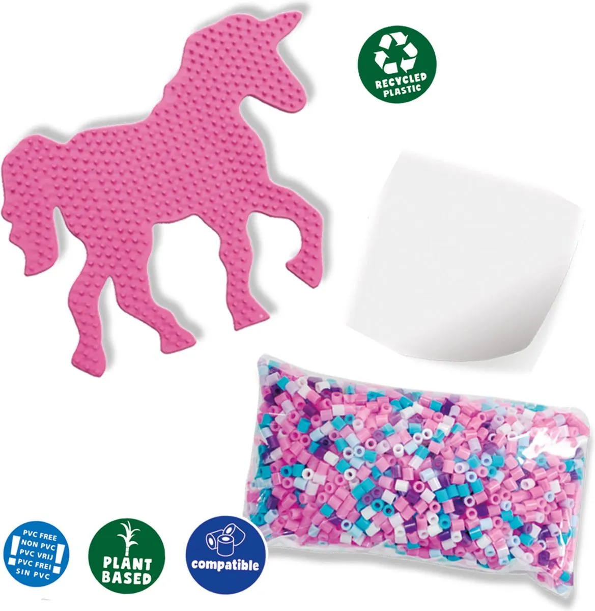 SES Creative Green Beedz Unicorn Strijkkralen - 1800 Stuks - 8 Kleuren