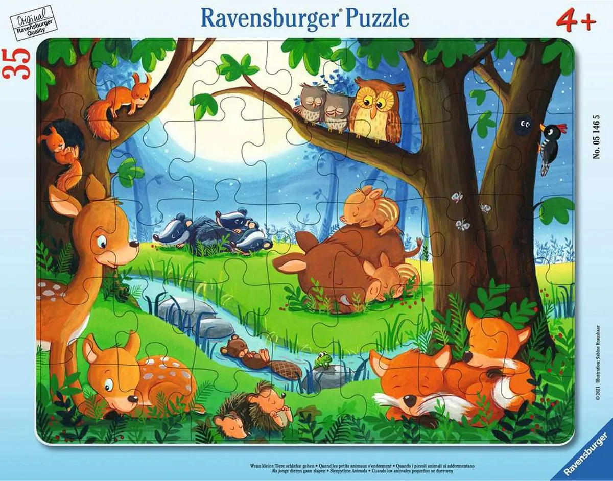 Ravensburger Als kleine dieren gaan slapen Puzzel 35 Stuks