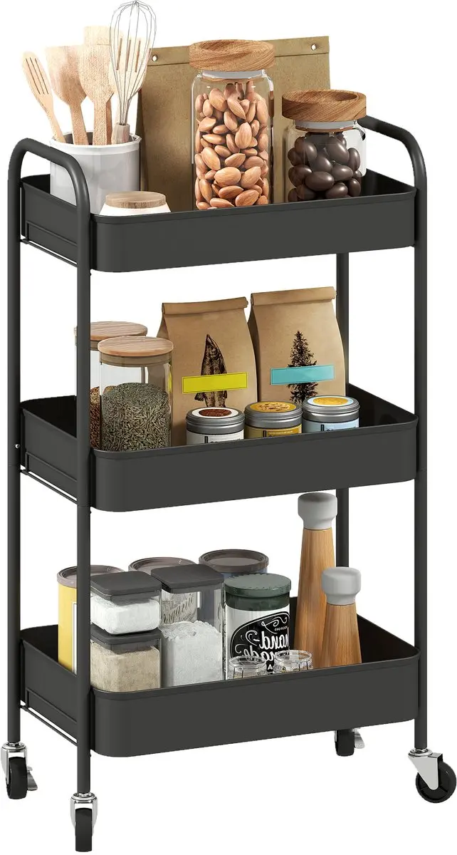 Homcom Utility Cart-Staal-45L x 30,6B x 79H cm-Zwart