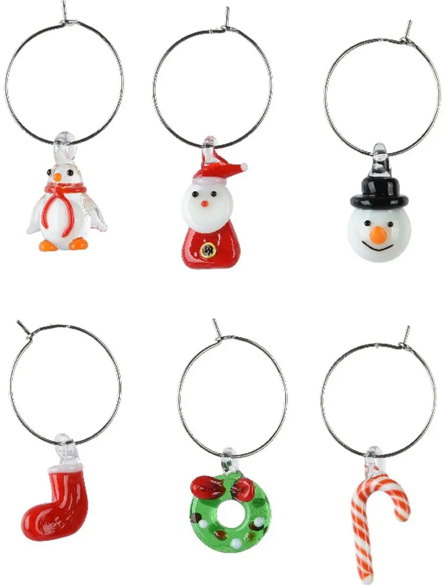 Kaemingk wijnglasmarkeerders kerst 6 motieven bont