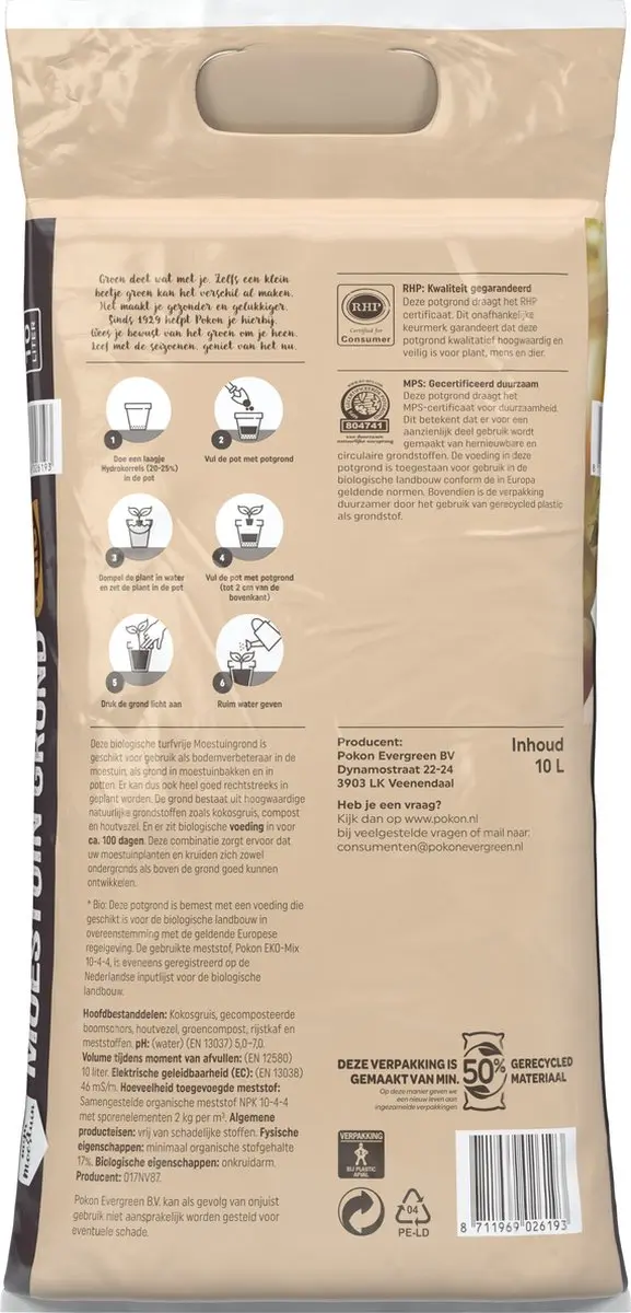 Pokon Bio Moestuingrond 10L - Turfvrij - afbeelding 6 van 6