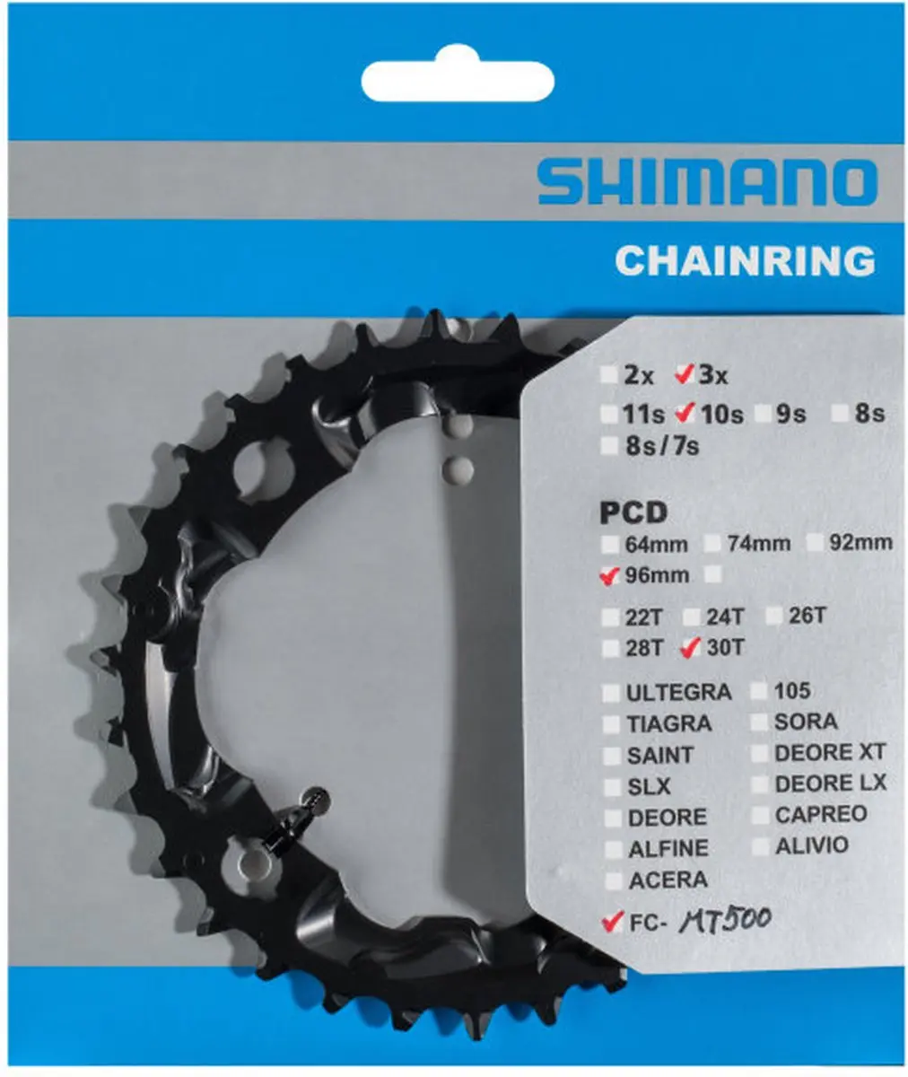 Shimano FC-MT500 Kettingblad 30T - 3x10-speed - 96mm BCD - Zwart