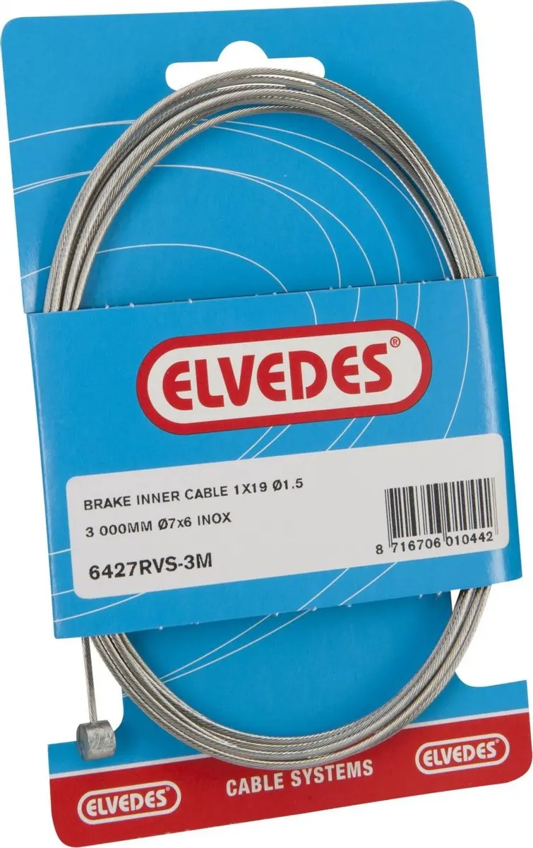 Elvedes Achterrem Binnenkabel 3000 Mm Tonnippel Zilver