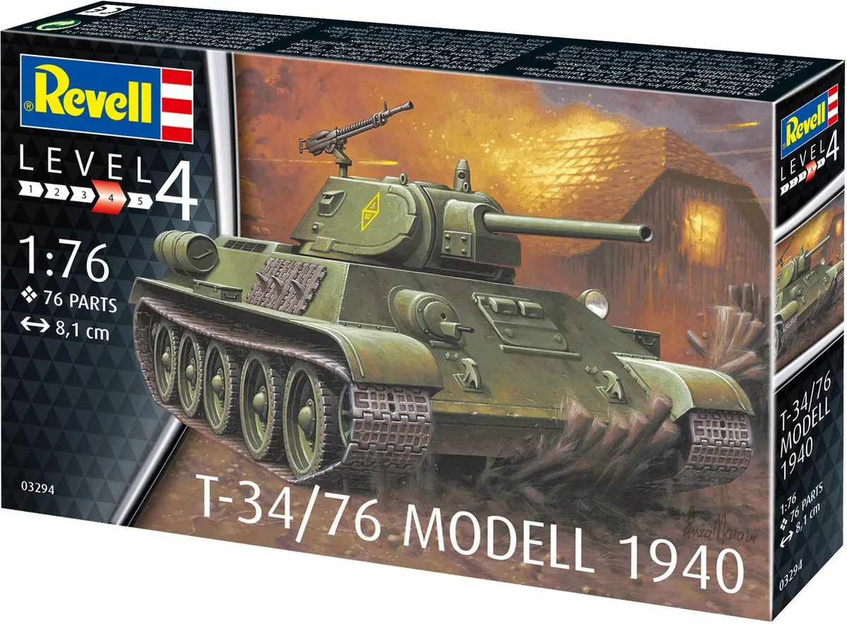 Revell 03294 T-34/76 Modell 1940 Modelbouwpakket - 1:76 - 76 Onderdelen