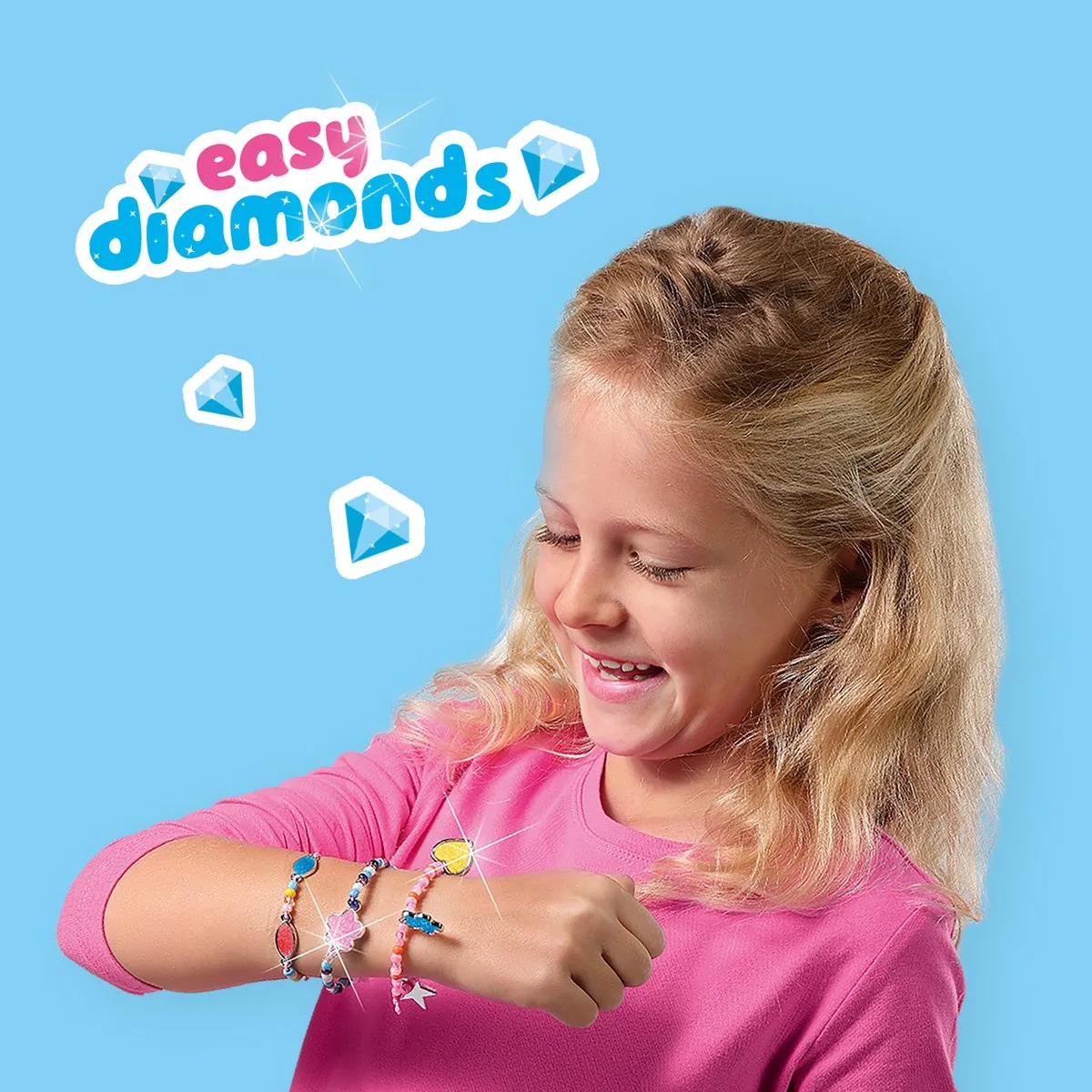 SES Creative Easy Diamonds Armband Hobby Pink - 9 Stuks