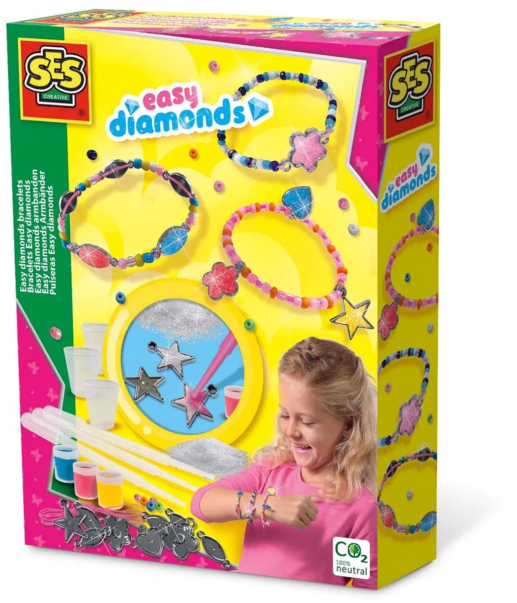 SES Creative Easy Diamonds Armband Hobby Pink - 9 Stuks