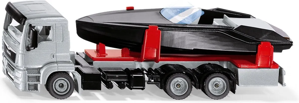 SIKU 2715 MAN Truck met Motorboot - Zilver/Zwart