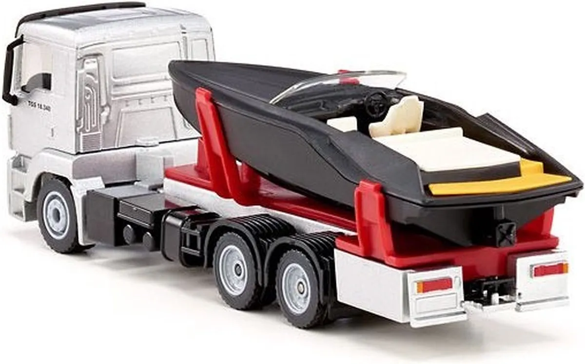 SIKU 2715 MAN Truck met Motorboot - Zilver/Zwart