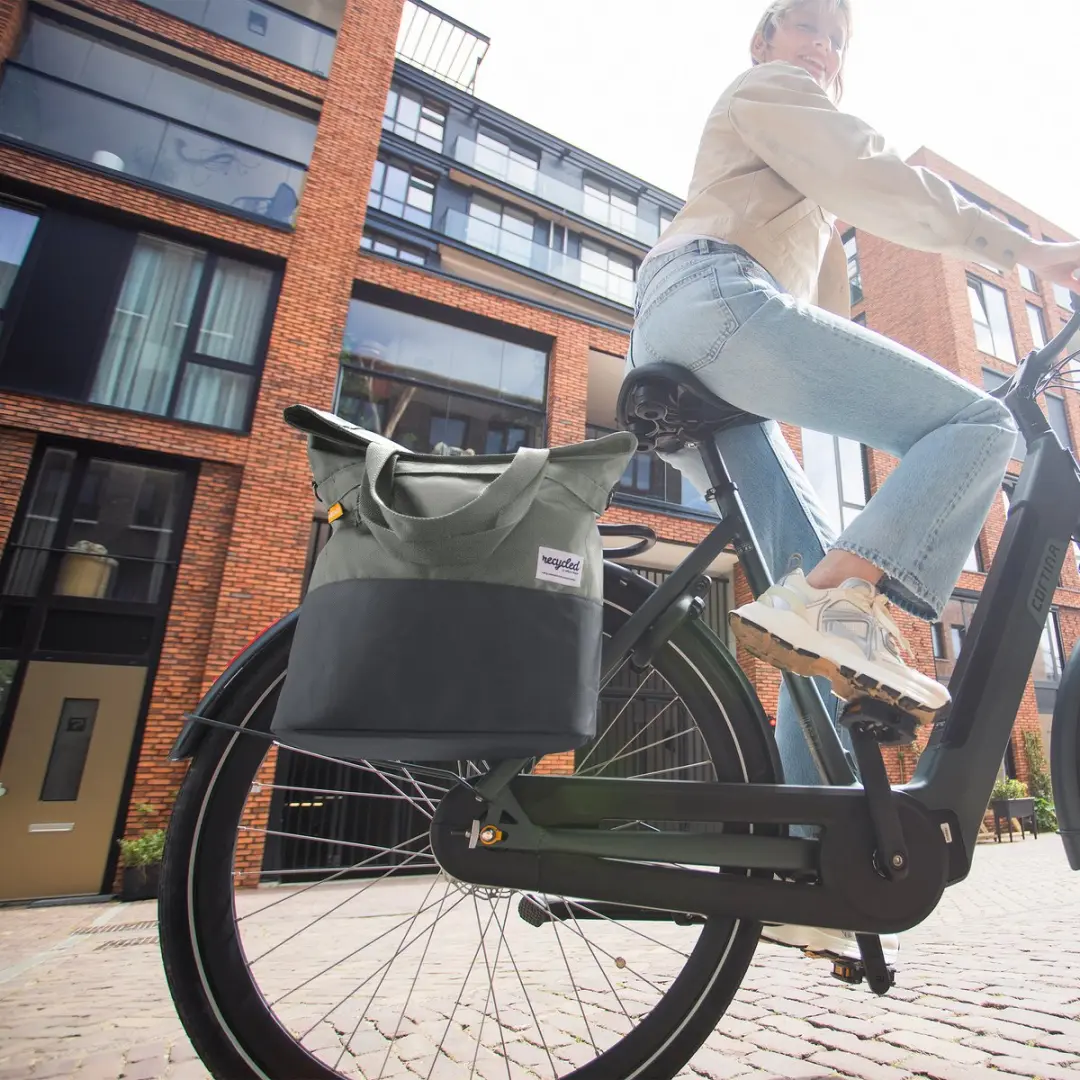 URBAN PROOF Shopper Enkele Fietstas 20L - Groen/Grijs - afbeelding 2 van 3