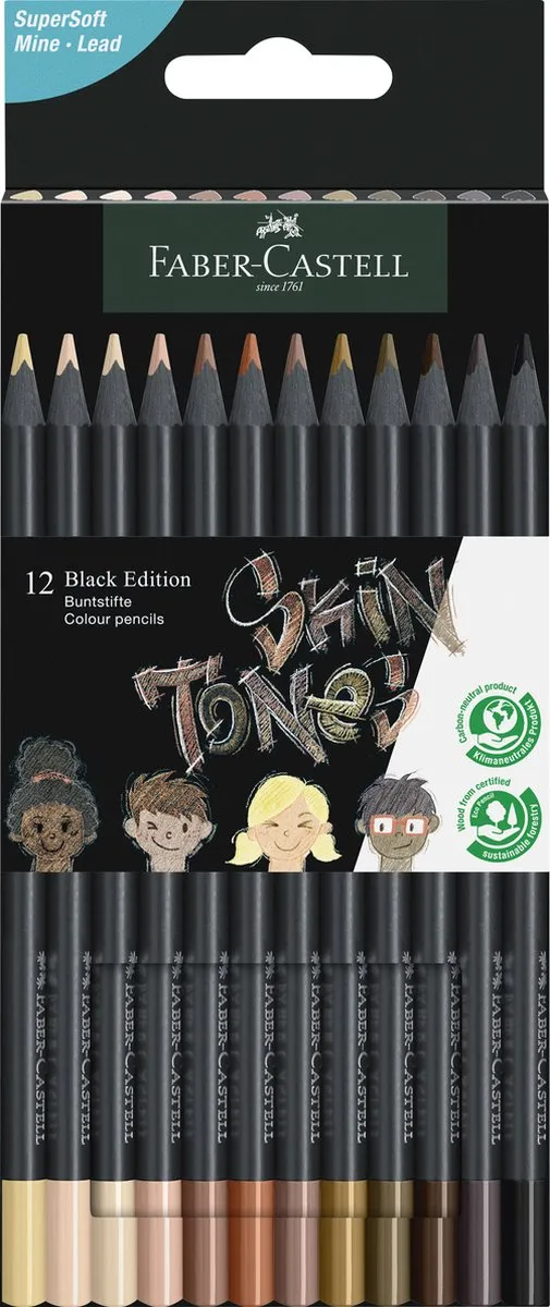 Faber-Castell Black Edition Huidskleurtinten Potloden 12 Stuks FC-116414