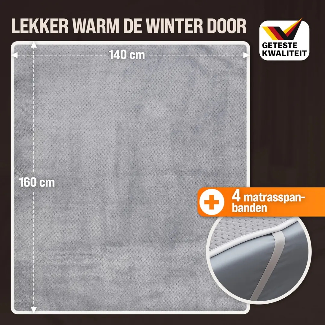 Deuba Monzana DBHD04 Elektrische Warmtedeken 160x140cm - 120W - Grijs - afbeelding 4 van 6