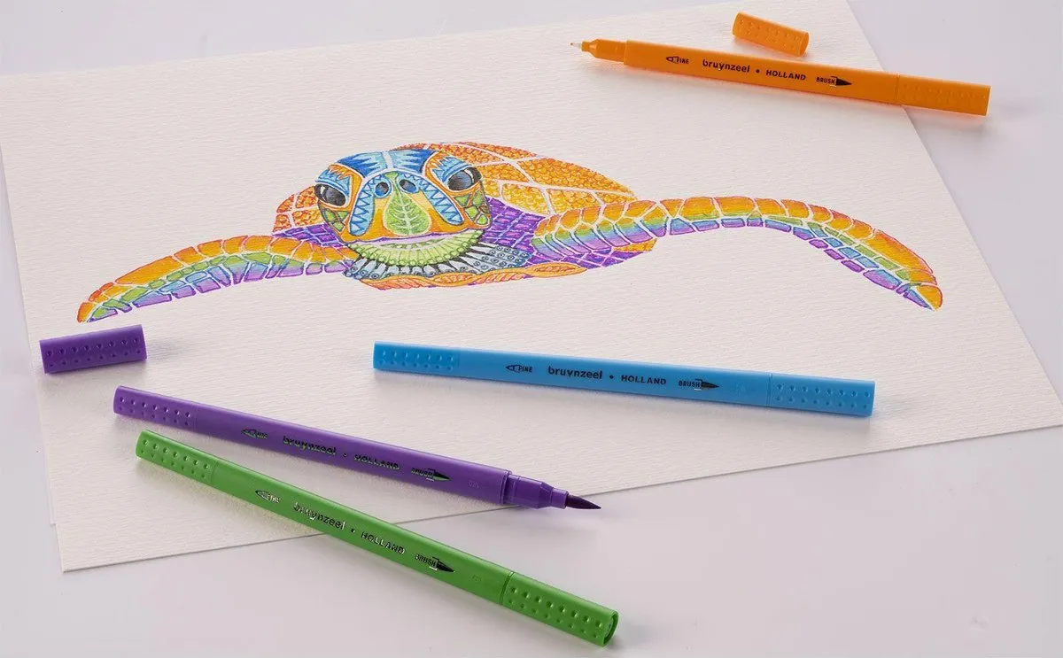 Bruynzeel Creatives Fineliner/Brushpen Set 48 Kleuren