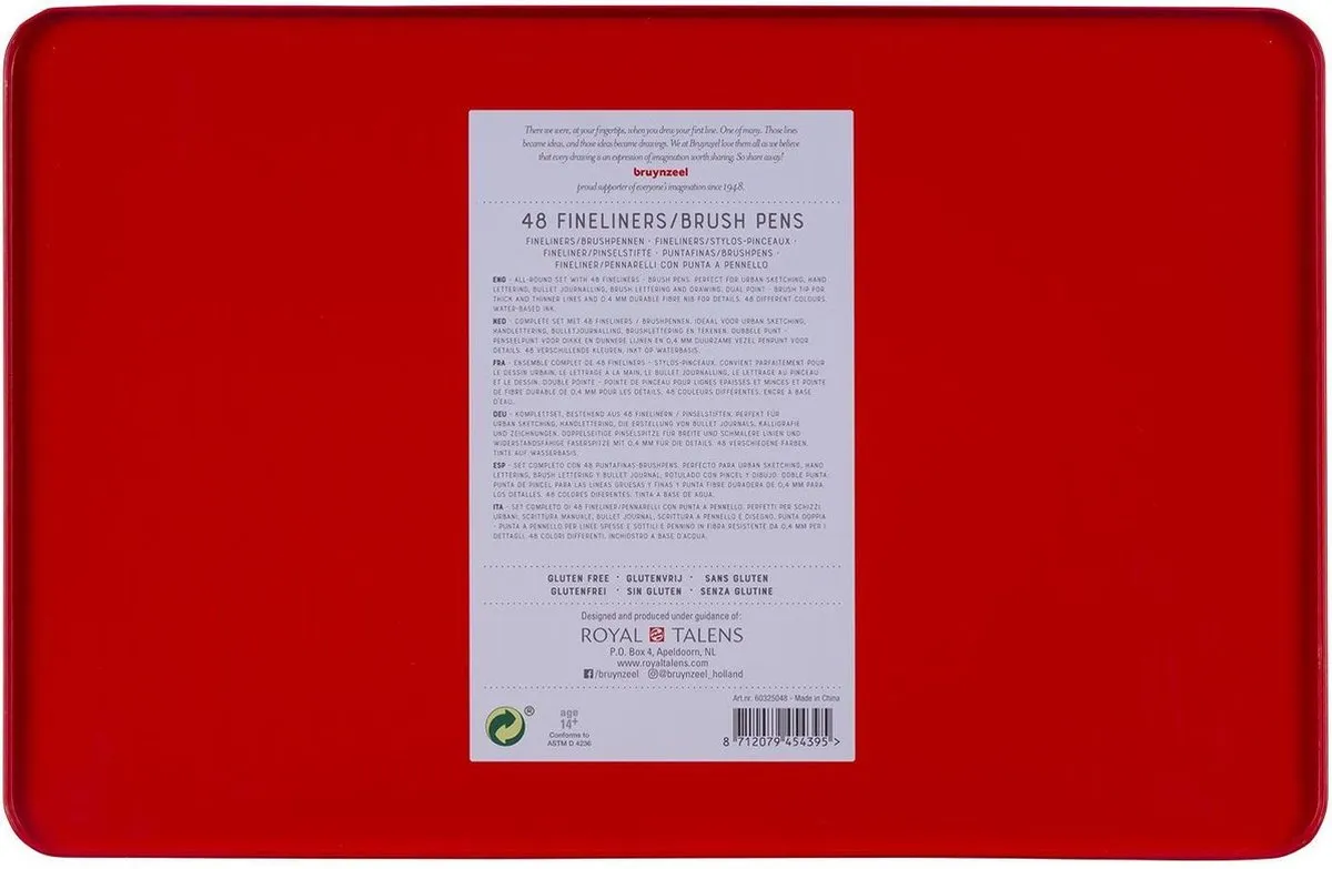 Bruynzeel Creatives Fineliner/Brushpen Set 48 Kleuren