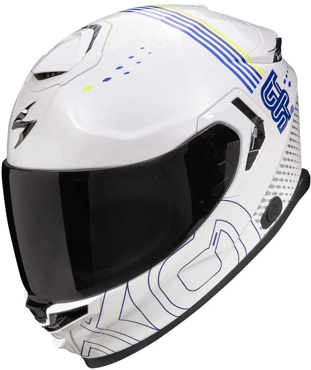 Scorpion EXO-GT SP AIR Techlane Wit Blauw Neon Geel Integraalhelm