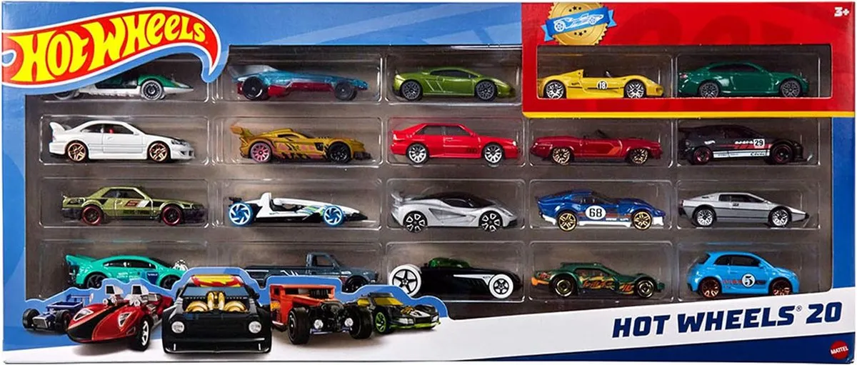 Mattel Games Hot Wheels 1/64 Schaalmodelvoertuigen 20 Stuks