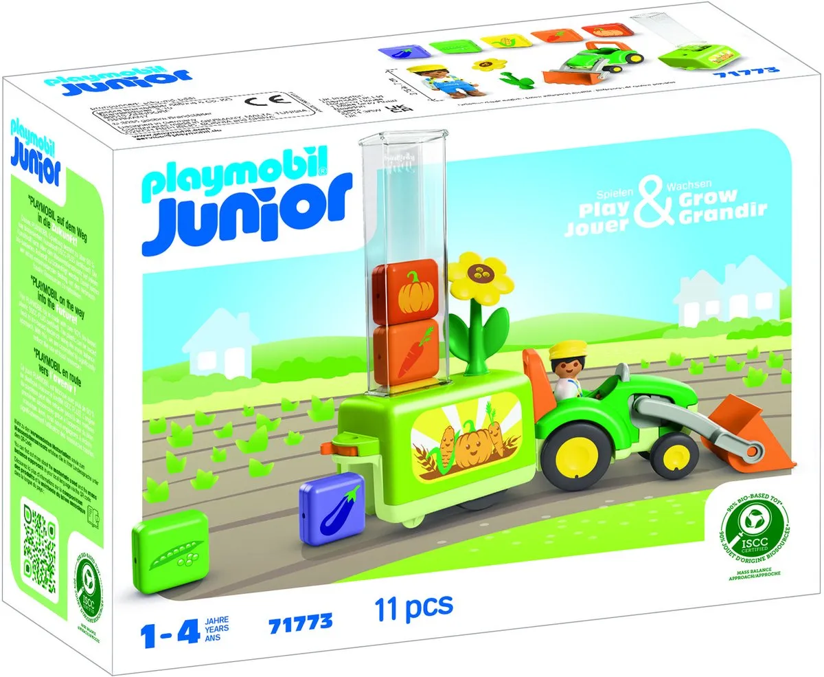 Playmobil Junior Tractor met Plantenbak 71773 - Meerkleurig