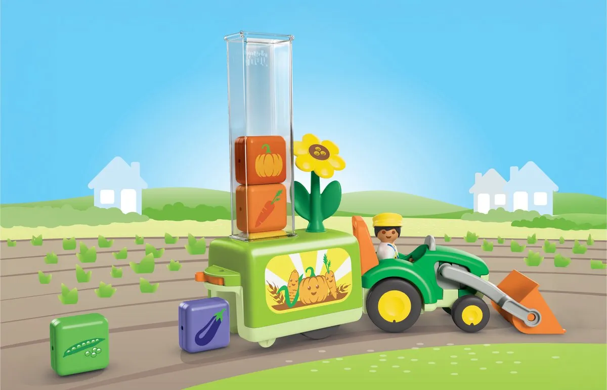 Playmobil Junior Tractor met Plantenbak 71773 - Meerkleurig