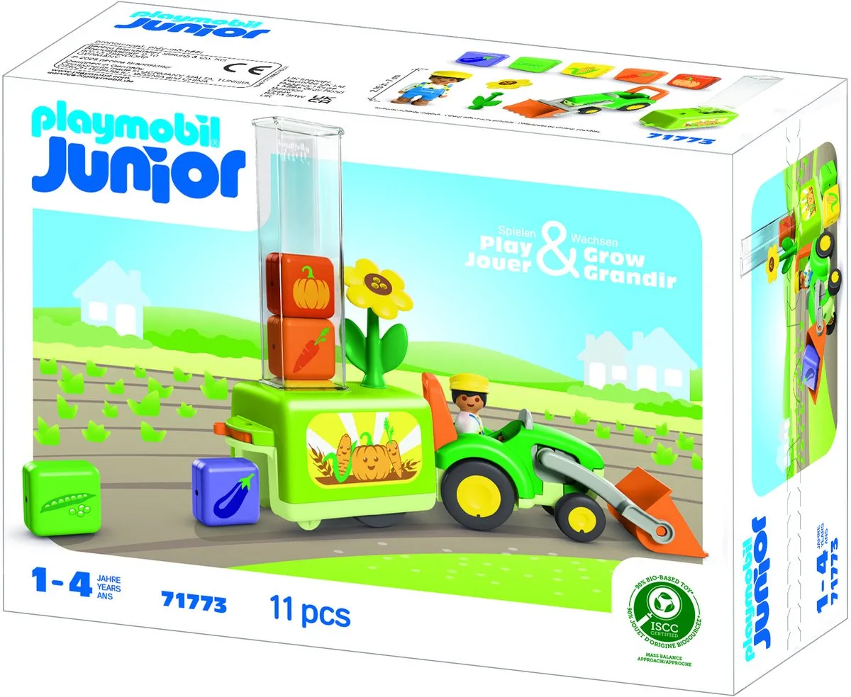 Playmobil Junior Tractor met Plantenbak 71773 - Meerkleurig