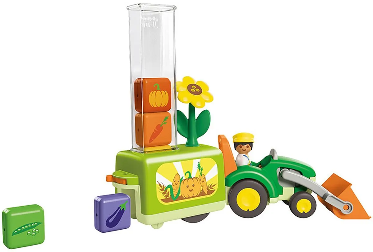 Playmobil Junior Tractor met Plantenbak 71773 - Meerkleurig