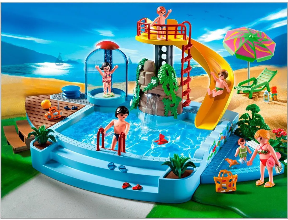Playmobil Openluchtzwembad met glijbaan 4858 - Blauw