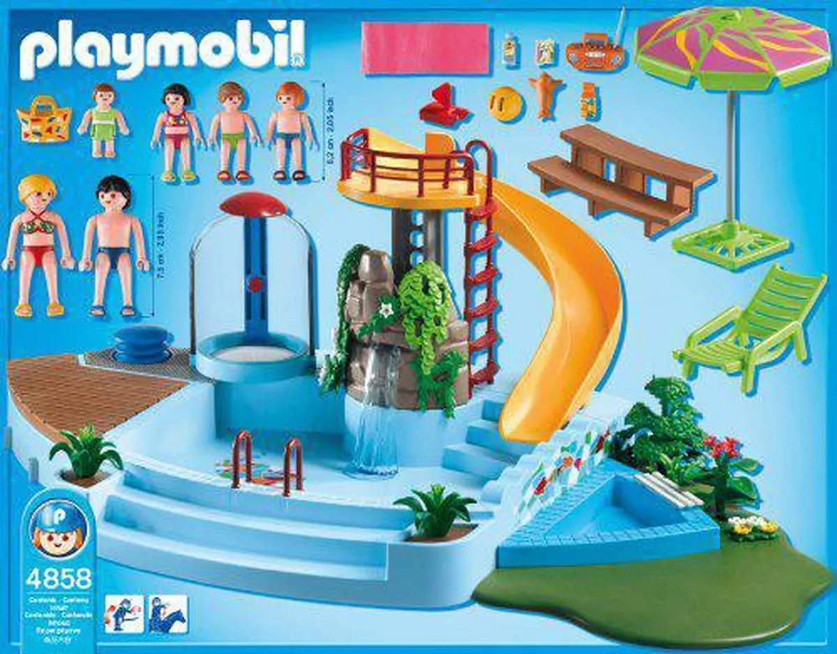 Playmobil Openluchtzwembad met glijbaan 4858 - Blauw