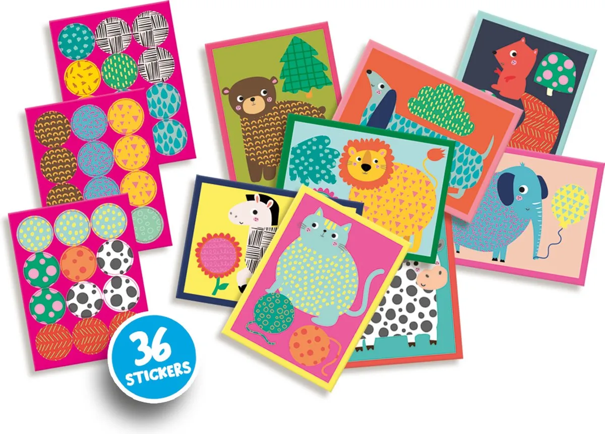 SES Creative My First Dierenprint Stickers - 8 Kaarten 36 Stuks