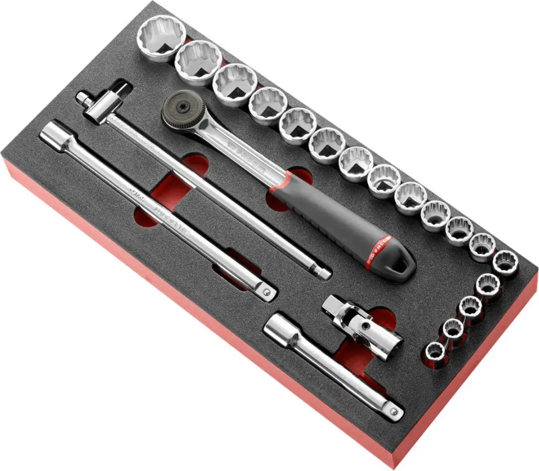 Facom Module van foam met 12-kant doppen 1/2” in inches
