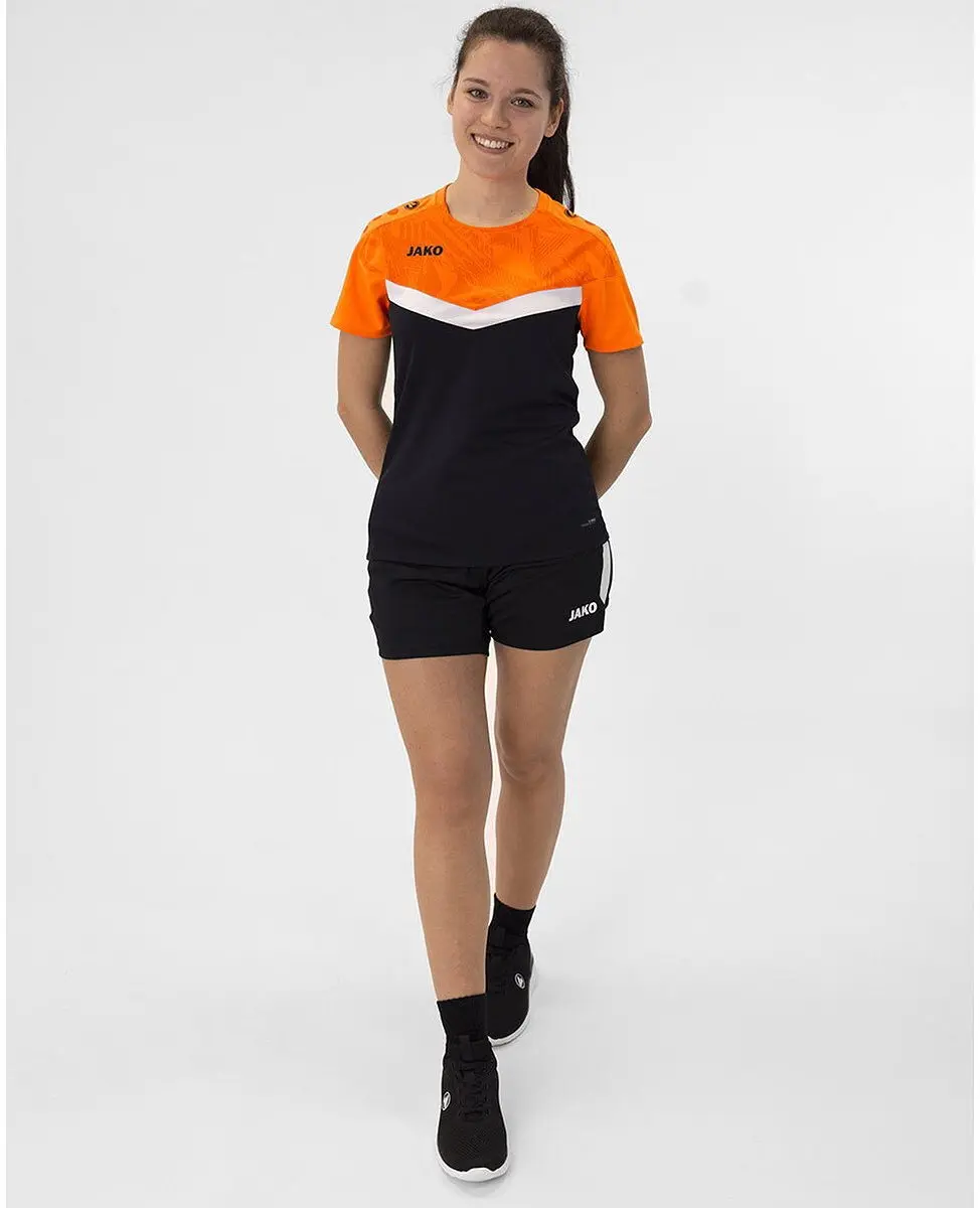 Jako Iconic T-Shirt Dames - Zwart / Fluo Oranje | Maat: 44