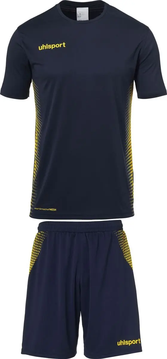 Uhlsport Score Sporttenue Heren Korte Mouw - Marine/Fluogeel 3XL