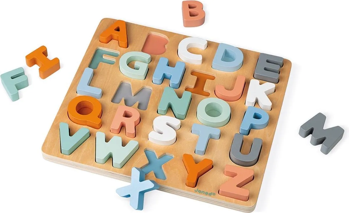 Janod Sweet Cocoon Houten Alfabet Puzzel - Multi