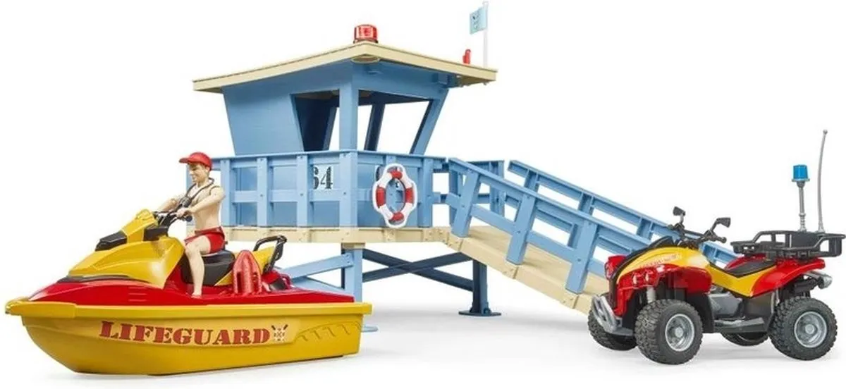 Bruder bworld Reddingsstation Quad Jetski Persoon 48562780 - Meerkleurig