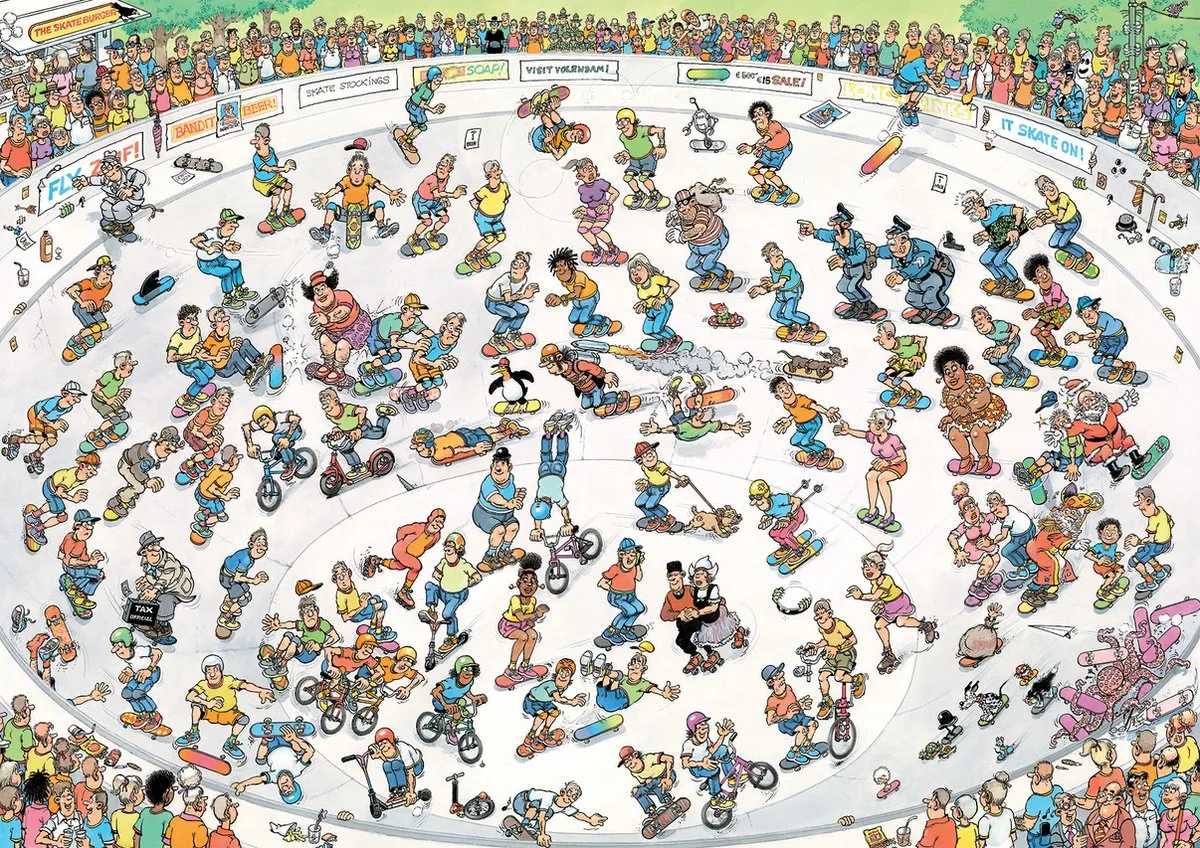 Jumbo Jan van Haasteren Skateboarden in de bowl Puzzel 1000 Stuks - Multicolor