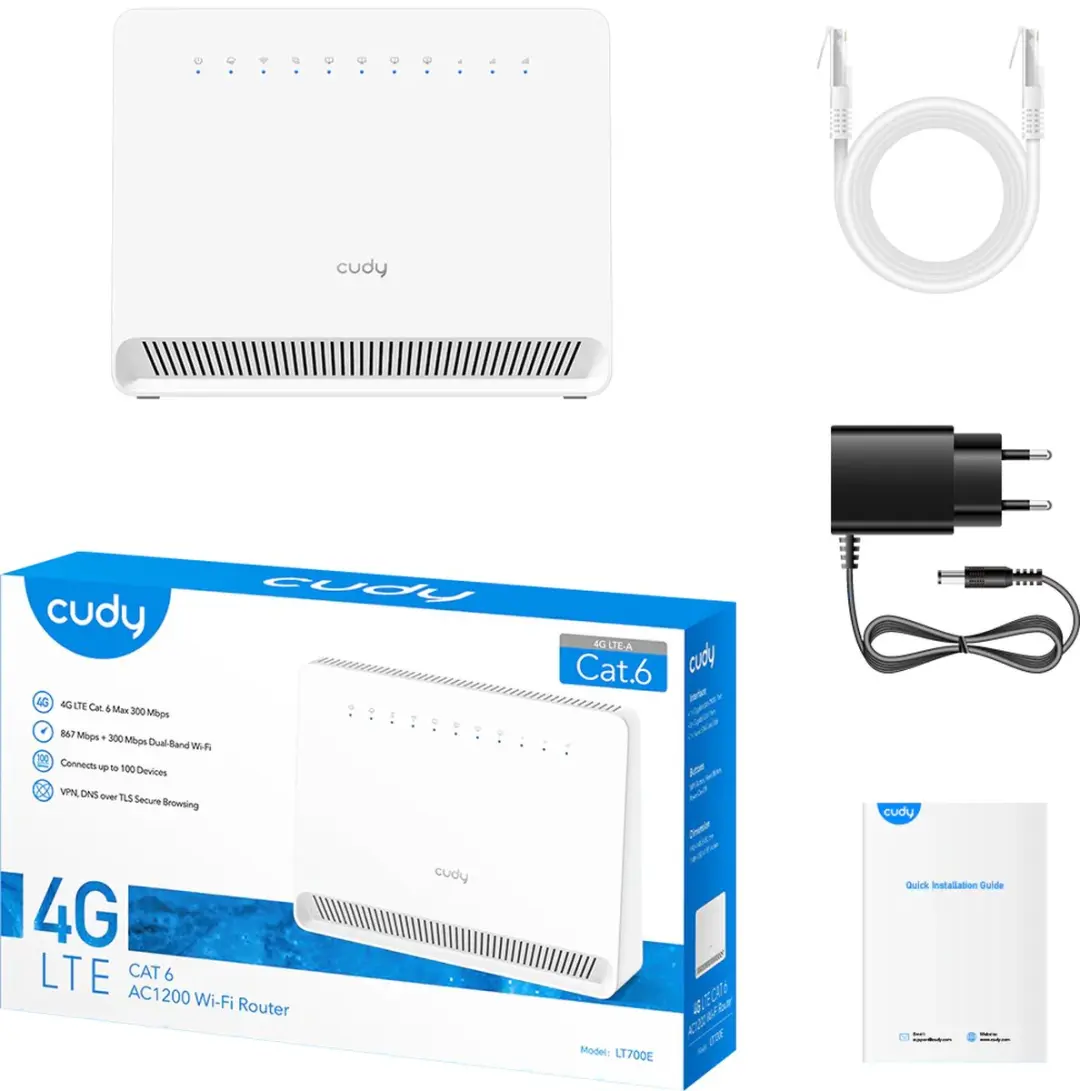Cudy LT700E AC1200 4G Router - 3x Ethernet - Wit