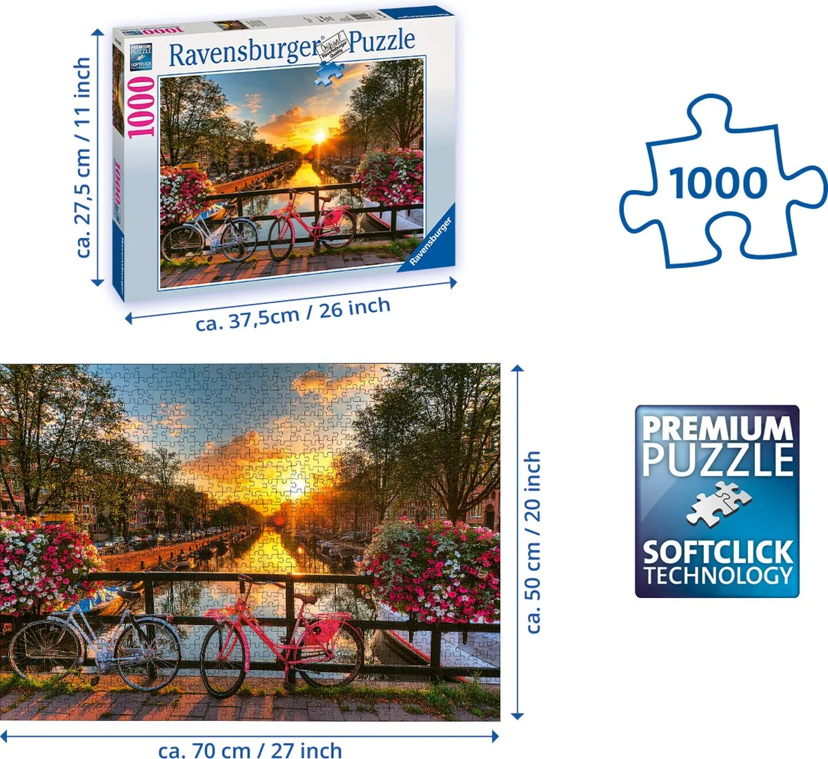 Ravensburger Fietsen in Amsterdam Legpuzzel 1000 Stuks - Multicolor