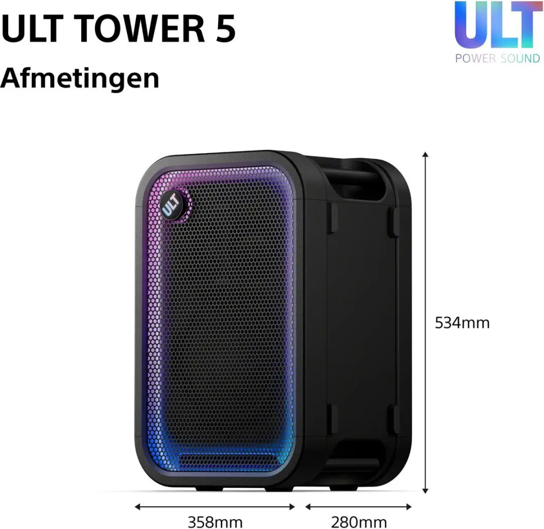 Sony ULT TOWER 5 Bluetooth Partybox 300W - Zwart - afbeelding 4 van 6