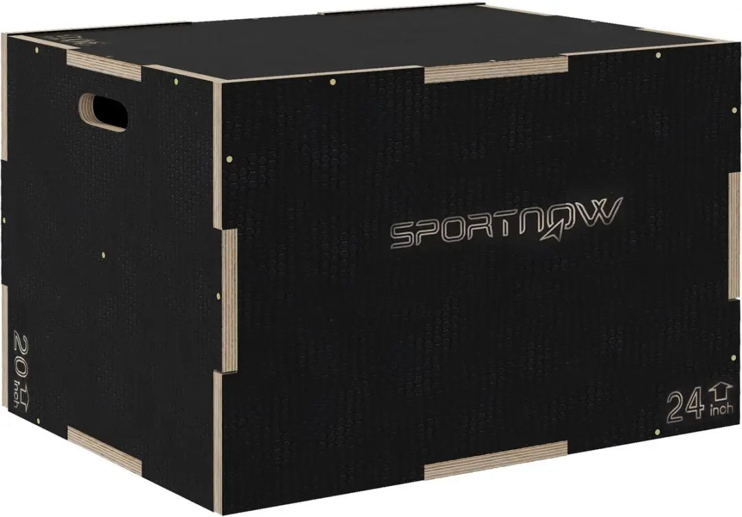 SPORTNOW-Sprungbox-Buchenholz-76L x 61B x 51H cm-Schwarz