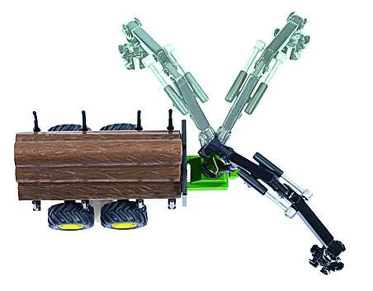 SIKU 1954 John Deere Tractor met Bosaanhanger 1:50 - Groen - afbeelding 6 van 6
