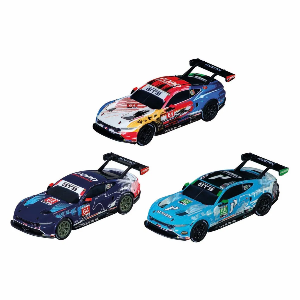 Carrera Ford Mustang GT3 Pull-Back Auto 1:43 - 3 Stuks
