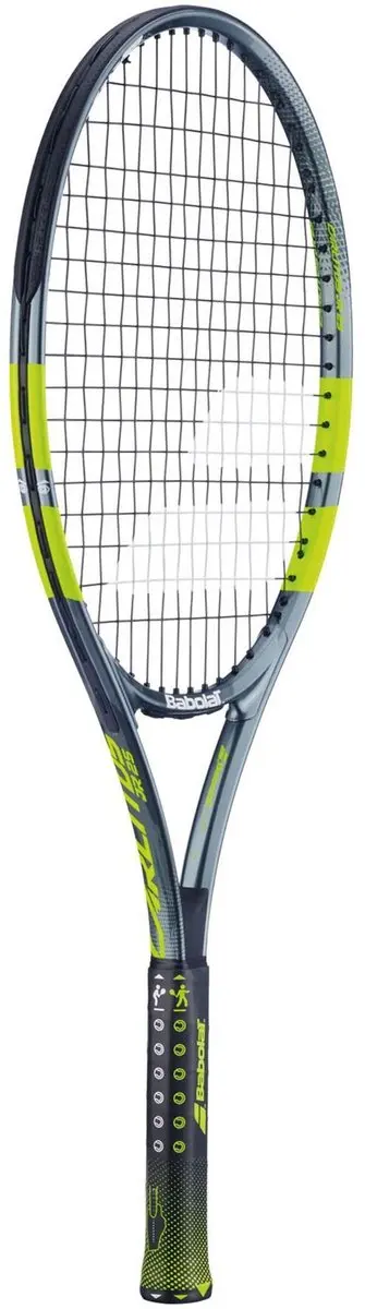 Babolat Carlitos Junior 25" Tennisracket - Grijs/Geel - afbeelding 2 van 6