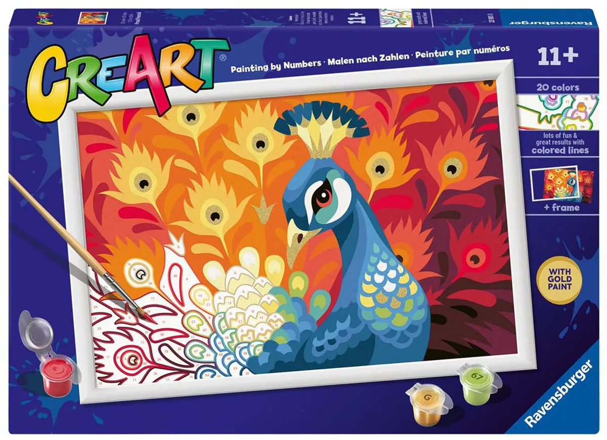 Ravensburger CreArt Proud Peacock Schilderen op Nummer - Meerkleurig