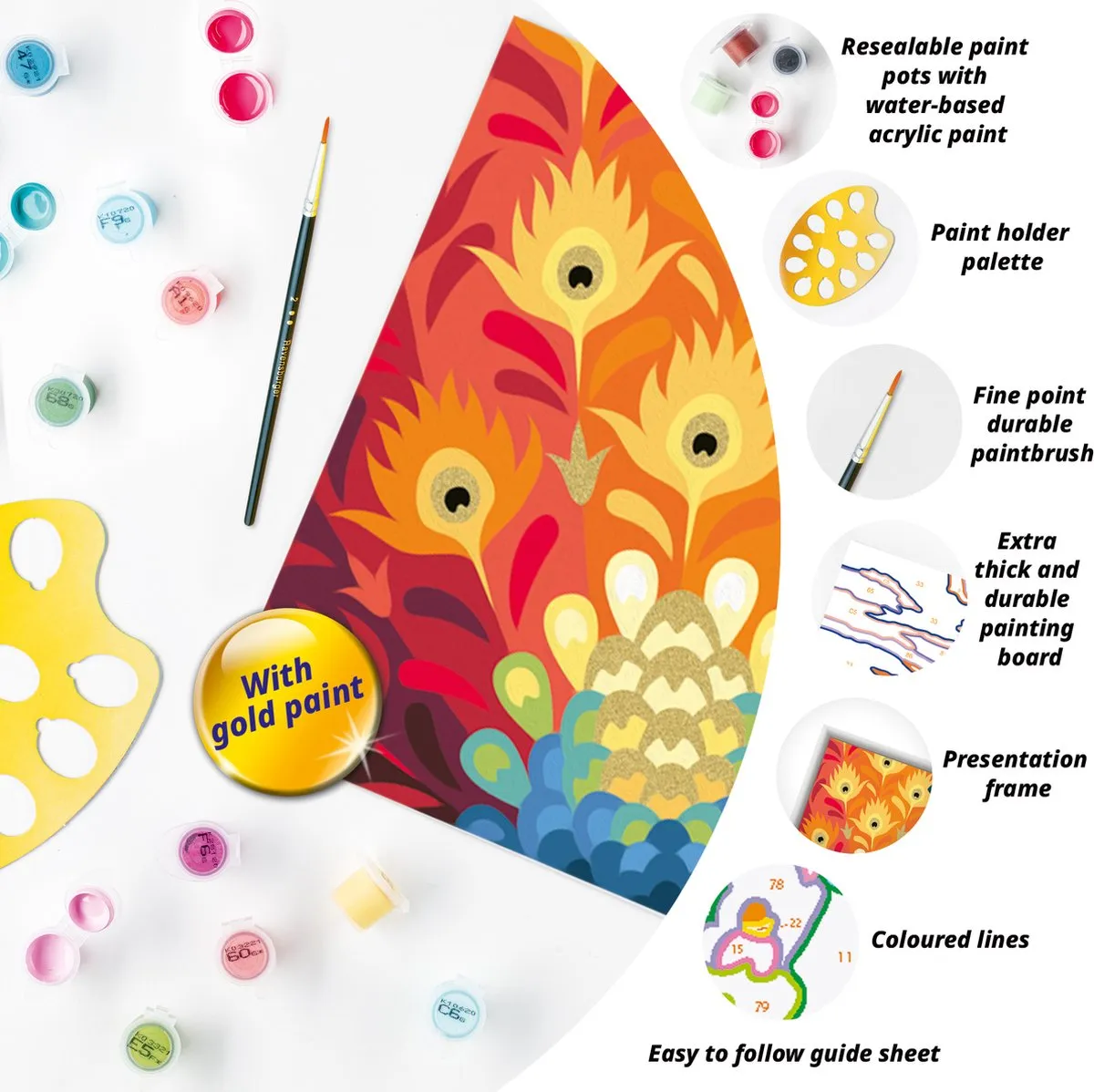 Ravensburger CreArt Proud Peacock Schilderen op Nummer - Meerkleurig - afbeelding 6 van 6