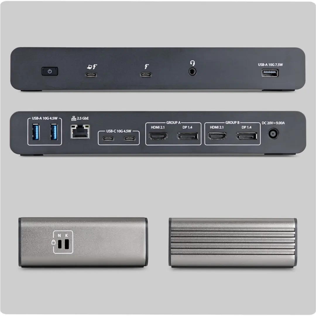 Startech 206UE-TB5USB4DOCK Thunderbolt 5 Dock - Zwart/Grijs - afbeelding 5 van 5