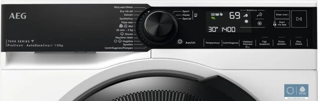 AEG Serie 8000 ProSteam LR7606AD4 Wasmachine 10kg - Wit/Zwart - afbeelding 5 van 6
