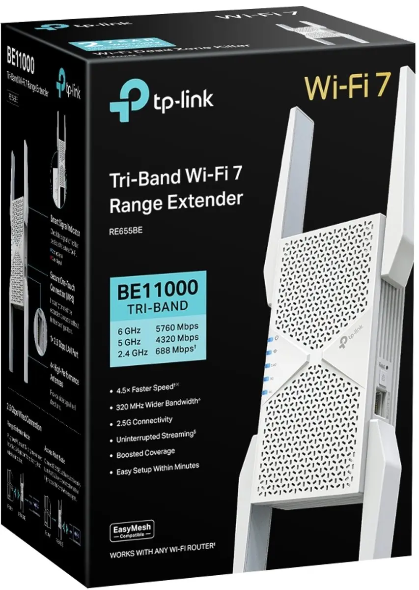 TP-Link RE655BE BE11000 Netwerkzender & Ontvanger - Wit - afbeelding 2 van 6