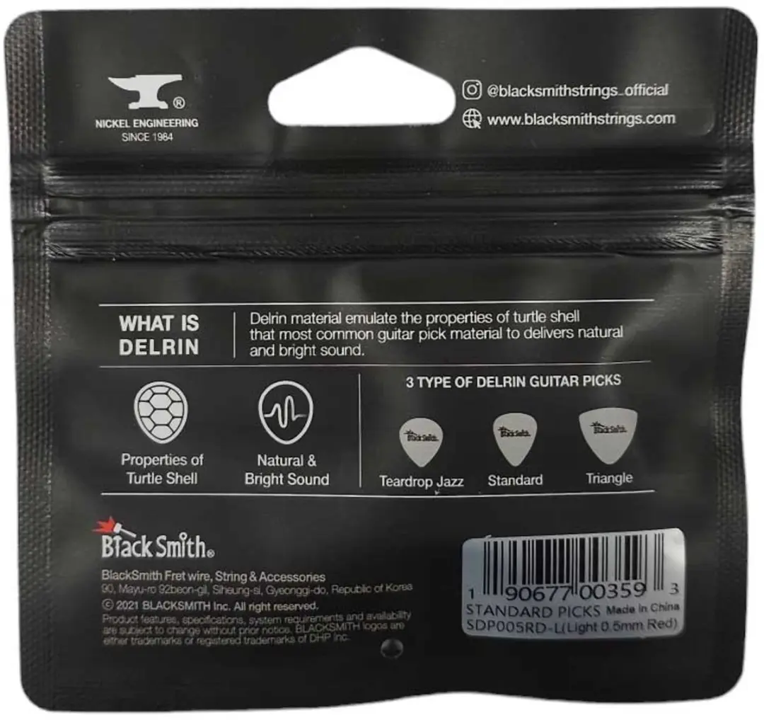 Blacksmith SDP005RD-L Plectrums 0.50mm - 12 Stuks - Rood - afbeelding 2 van 3